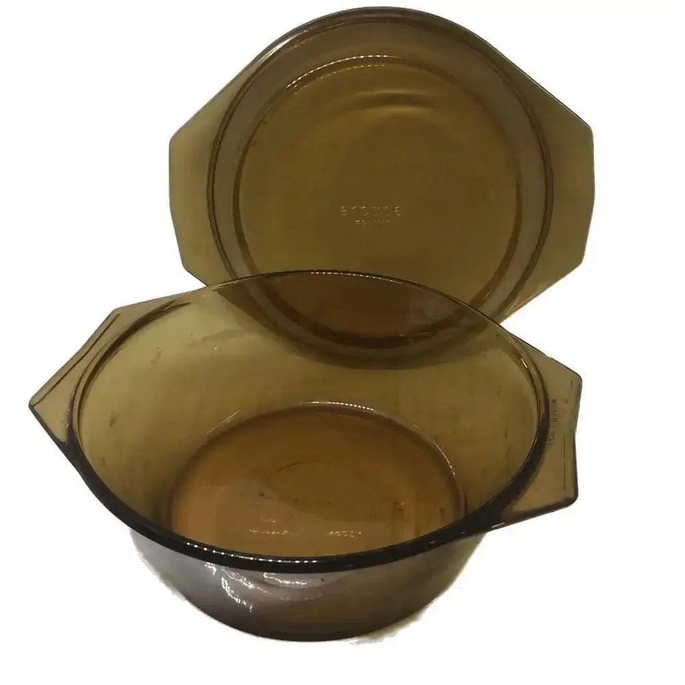 Arcopal France Amber Brown Glass Covered Casserole Dish